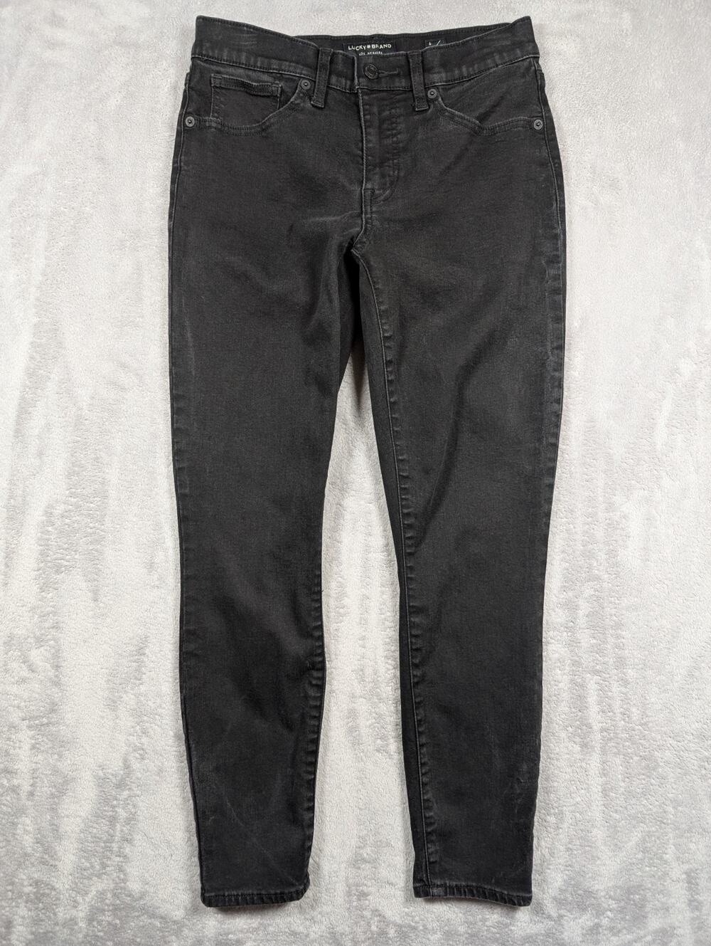Lucky Brand Ava Skinny Ankle Jeans Womens Size 6 28in Waist Black Denim Mid Rise